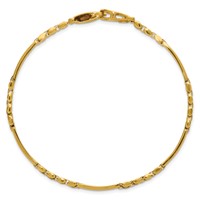 14K Two-tone Polished and Satin 10.2mm Multi Link Bracelet with Bars Mens, 8.75" view 4
