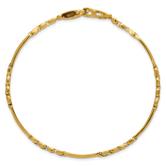 14k Two-tone Polished and Satin 10.2mm Multi Link with Bars 8.75 inch Mens Bracelet