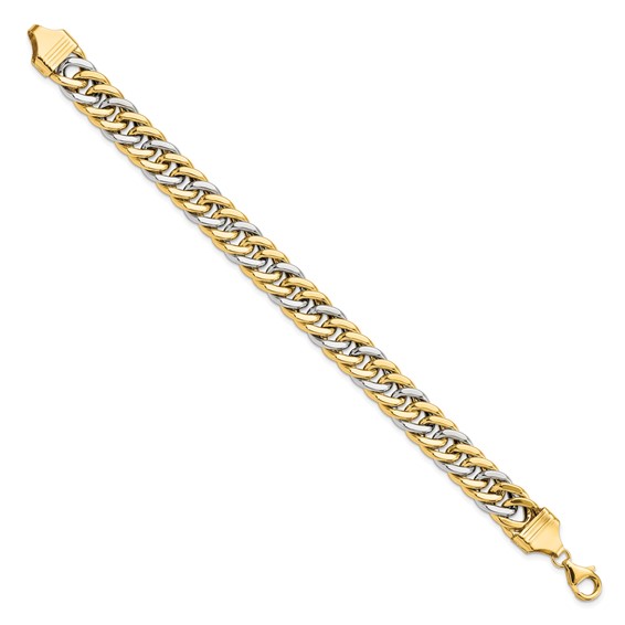 14k Two-tone 10.4mm Fancy Curb Link 8 inch Bracelet