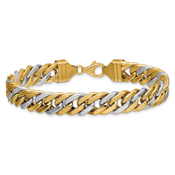 14k Two-tone 10.4mm Fancy Curb Link 8 inch Bracelet