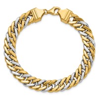 14K Two-tone 10.4mm Fancy Curb Link Bracelet, 8" view 5