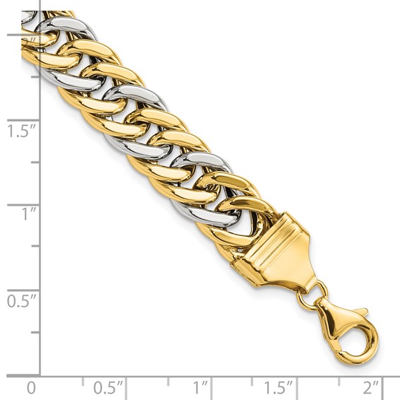 14k Two-tone 10.4mm Fancy Curb Link 8 inch Bracelet