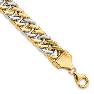 14k Two-tone 10.4mm Fancy Curb Link 8 inch Bracelet