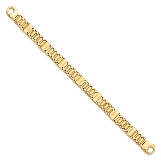 14k Satin and Polished 12mm Fancy Link 8.5 inch Mens Bracelet