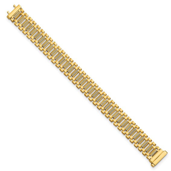14K Polished and Diamond-cut 15.4mm Fancy Link 7.75 inch Bracelet
