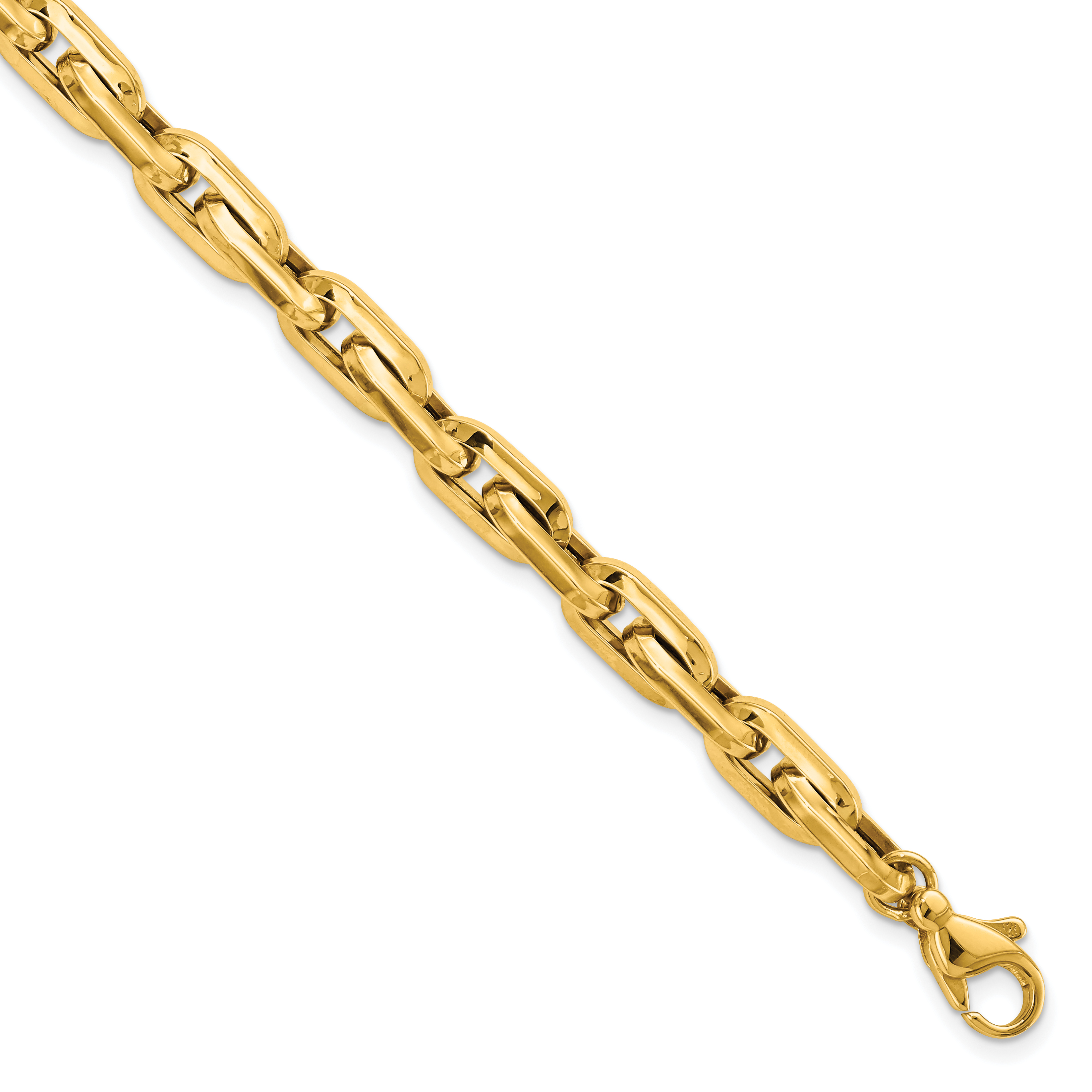 14K Polished 6.5mm Fancy Long Cable Link Mens 8.25 inch Bracelet (GB270-8.25)