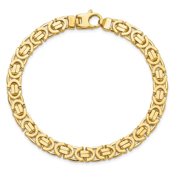 14k Polished 7mm Fancy Flat Byzantine Link 8.25 inch Bracelet