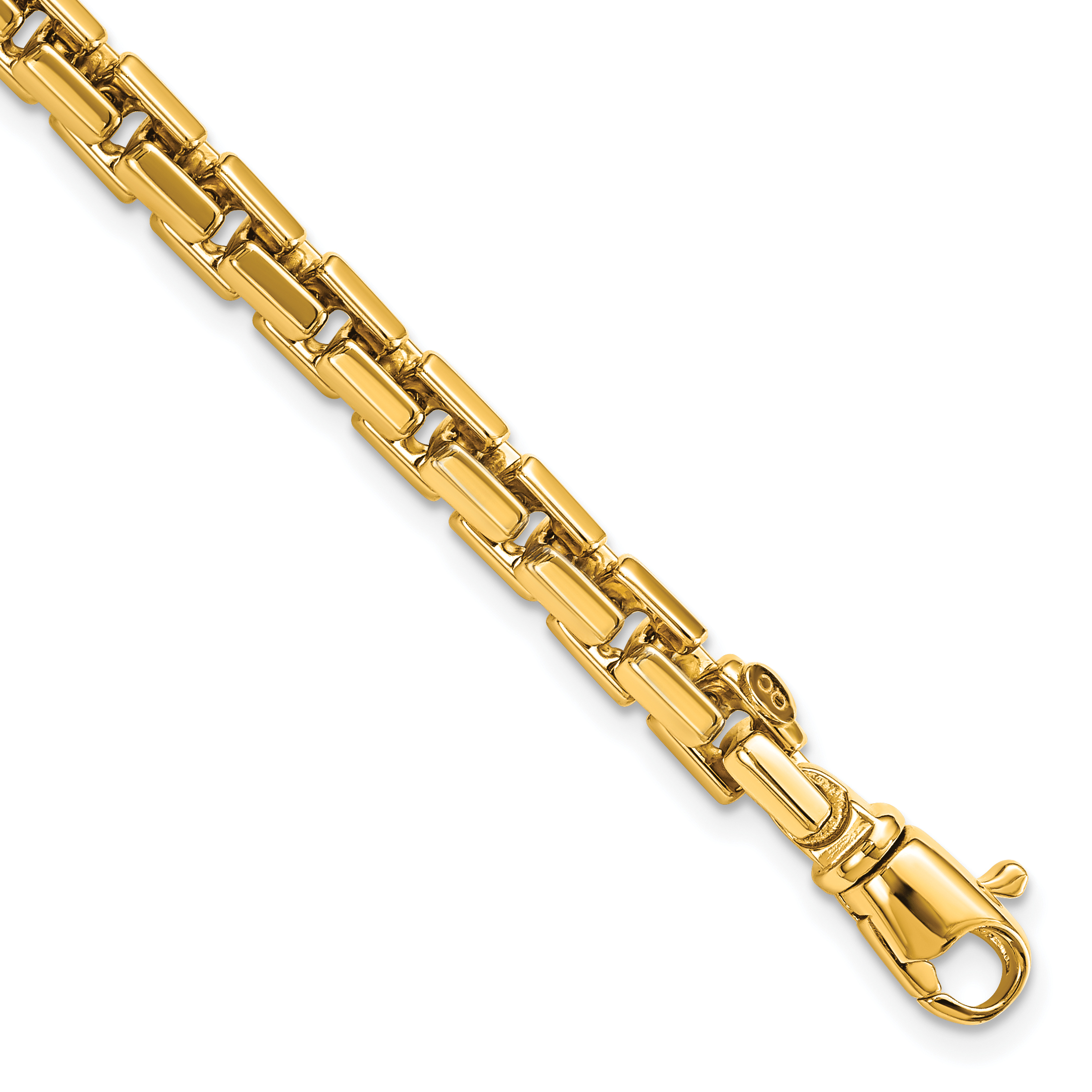 14k Polished 4.00mm Fancy Rounded Box Link 8.5 inch Bracelet (GB274-8.5)