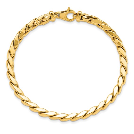 14K Polished 6.3mm Fancy Curb Link 8.5 inch Mens Bracelet