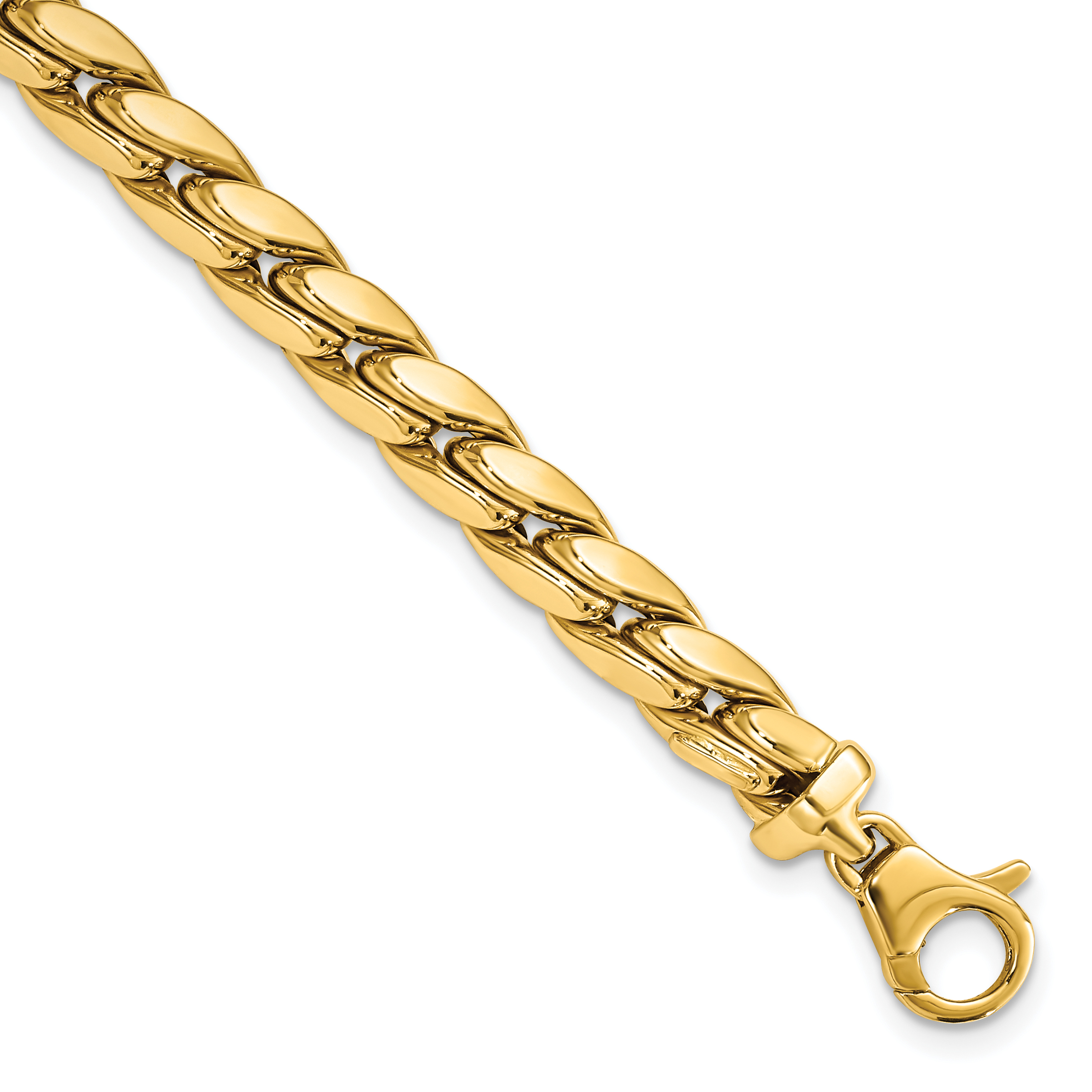14K Polished 6.3mm Fancy Curb Link 8.5 inch Mens Bracelet (GB276-8.5)