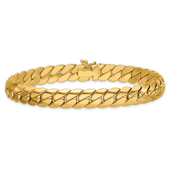 14K Polished 9.4mm Fancy Curb Link 9 inch Mens Bracelet