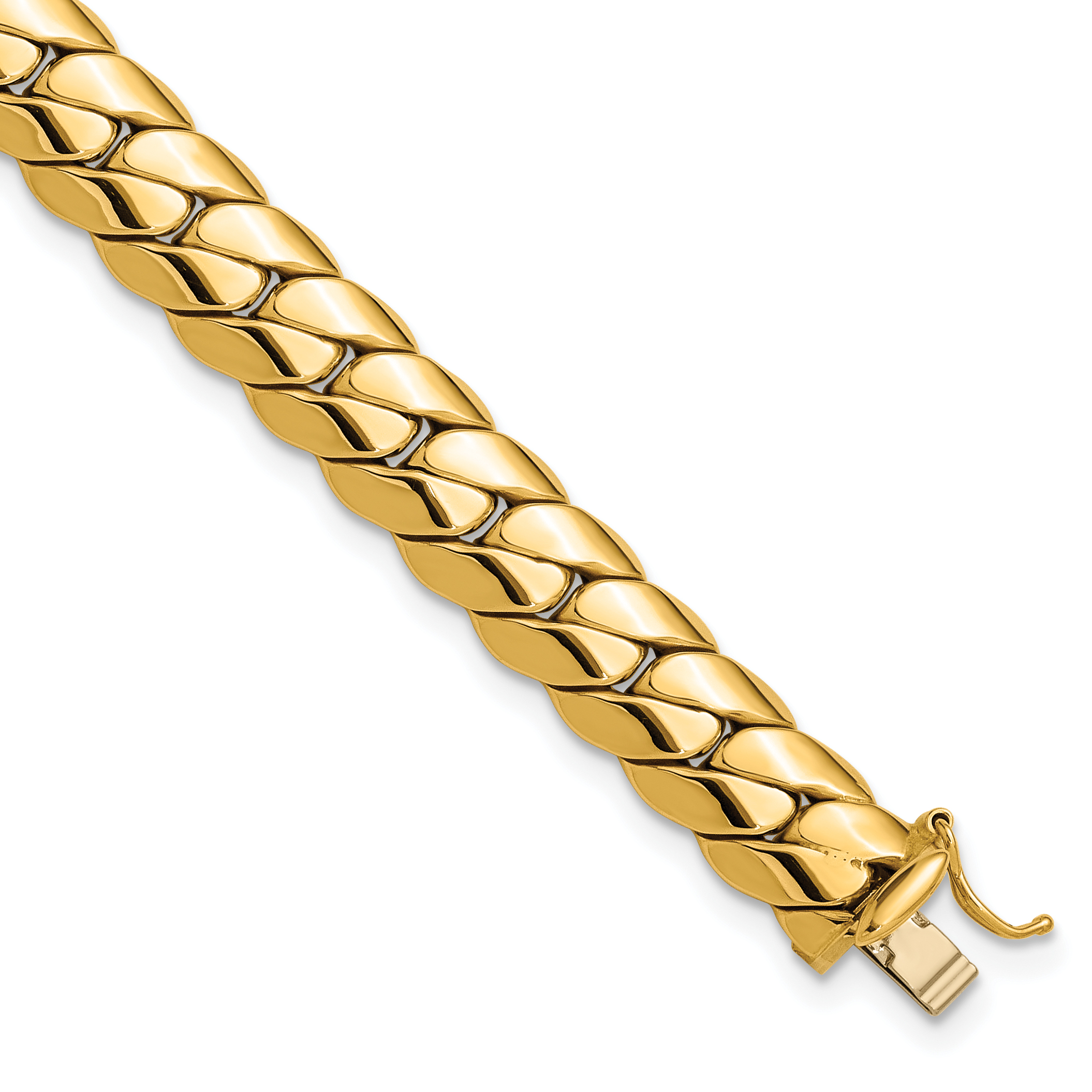 14K Polished 9.4mm Fancy Curb Link 9 inch Mens Bracelet (GB278-9)