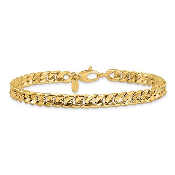 14K Polished 6.00mm Fancy Concave Curb Link 8.5 inch Bracelet