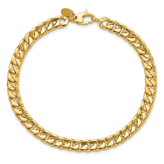 14K Polished 6.00mm Fancy Concave Curb Link 8.5 inch Bracelet