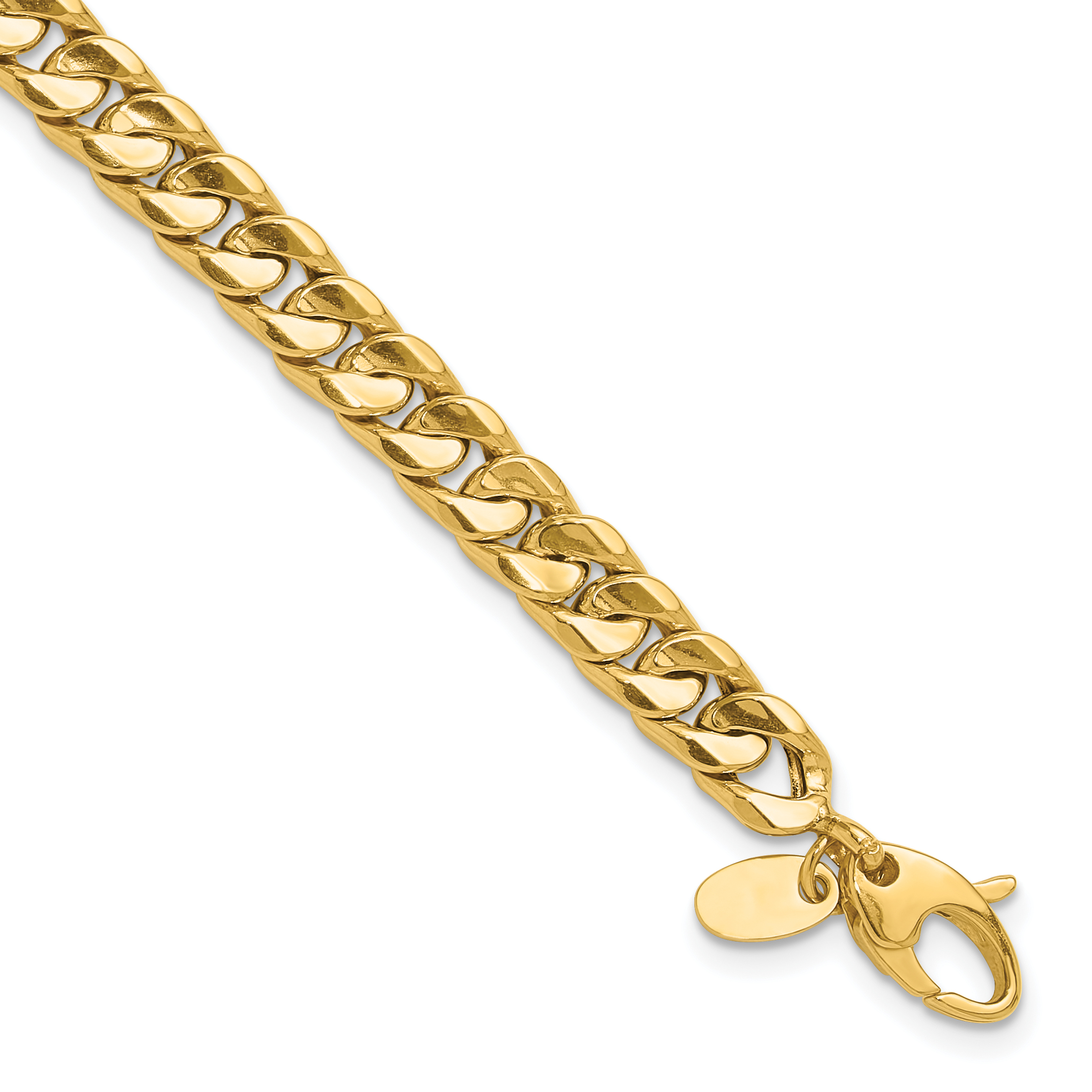 14K Polished 6.00mm Fancy Concave Curb Link 8.5 inch Bracelet (GB286-8.5)