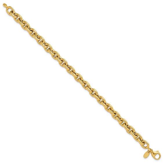 14K Polished 6.8mm Fancy Cable Link 8 inch Bracelet