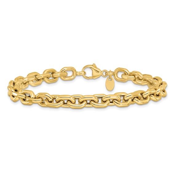 14K Polished 6.8mm Fancy Cable Link 8 inch Bracelet