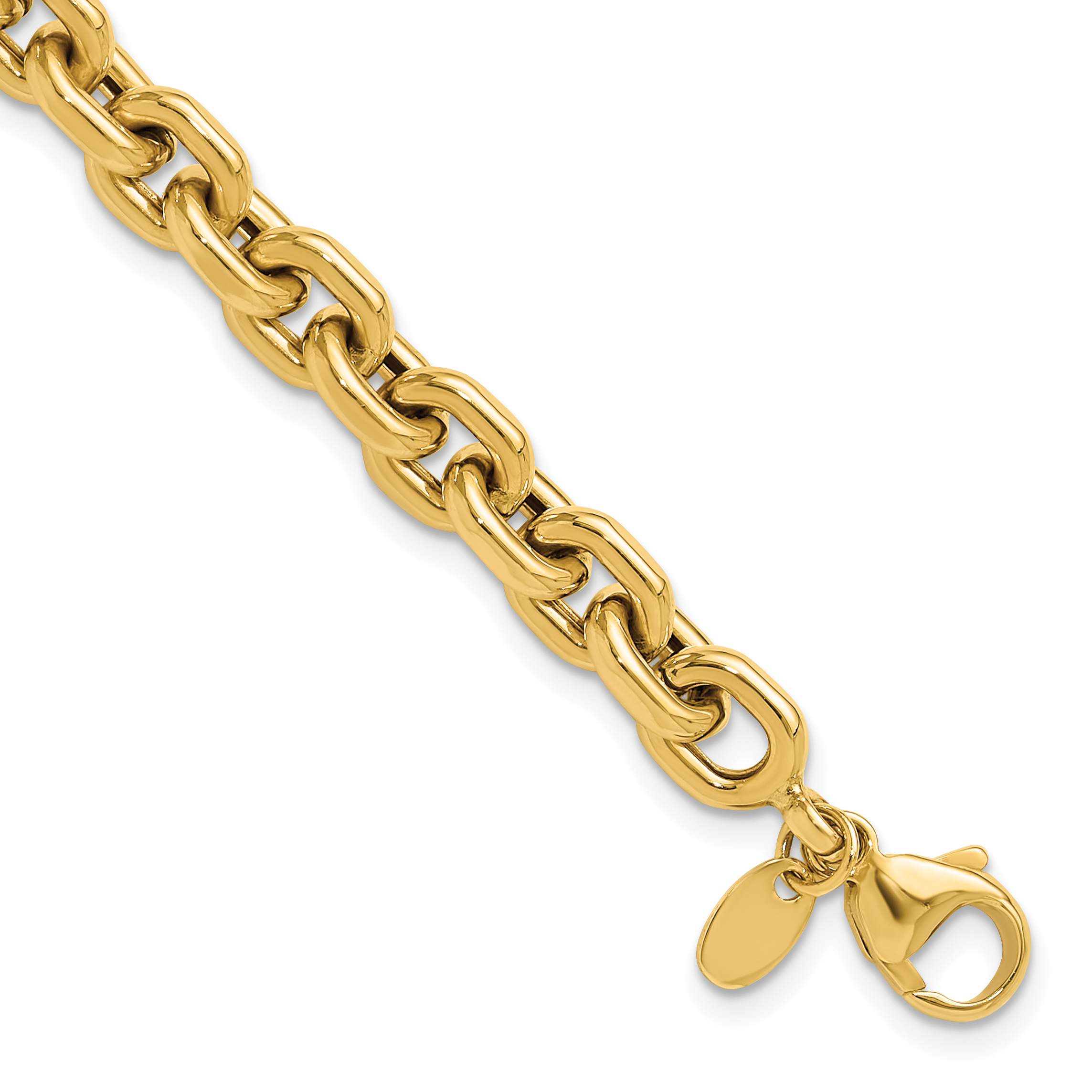 14K Polished 6.8mm Fancy Cable Link 8 inch Bracelet (GB288-8)