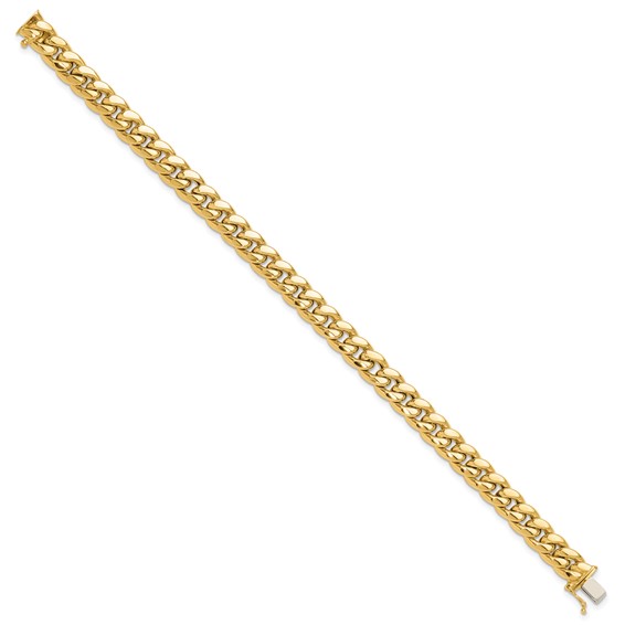 14K Polished 8.9mm Curb Link 9 inch Mens Bracelet