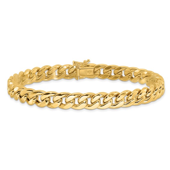 14K Polished 8.9mm Curb Link 9 inch Mens Bracelet