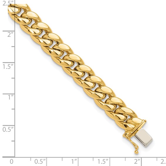 14K Polished 8.9mm Curb Link 9 inch Mens Bracelet