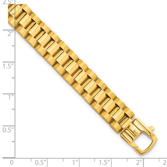 14k Brushed and Polished 10.25mm Fancy Link 8.5 inch Mens Bracelet