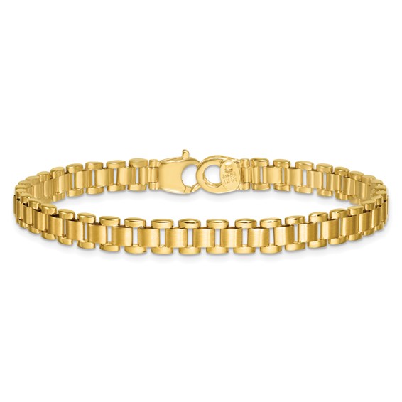 14k Polished and Brushed 6.25mm Fancy Link 8 inch Bracelet