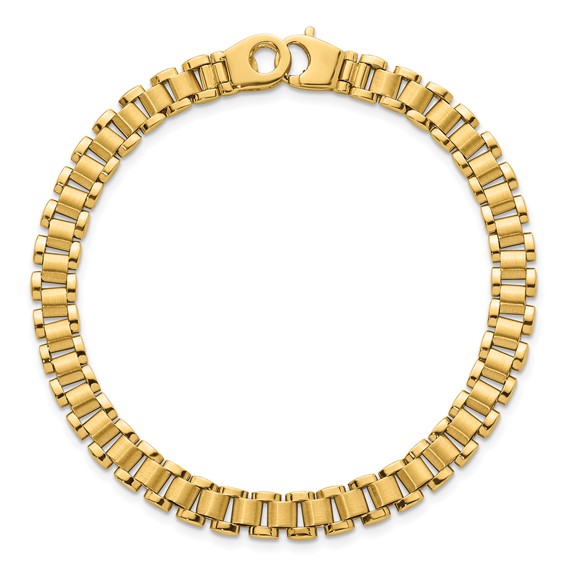 14k Polished and Brushed 6.25mm Fancy Link 8 inch Bracelet