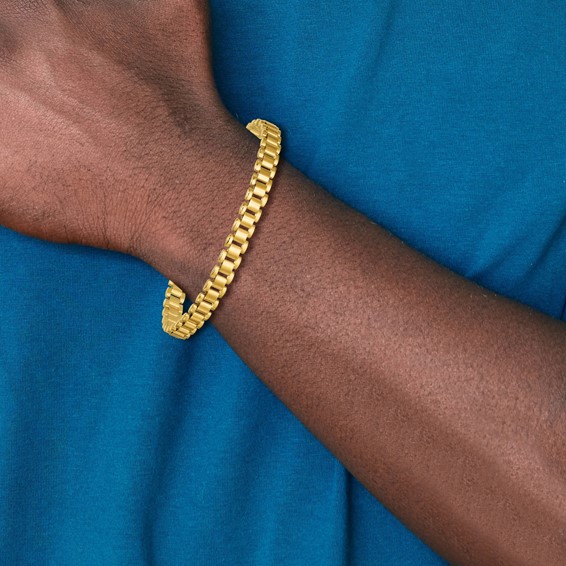 14k Polished and Brushed 6.25mm Fancy Link 8 inch Bracelet