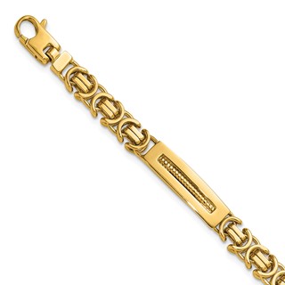 14k Polished 6.1mm Fancy Link and Textured Bars 8 Inch Mens Bracelet