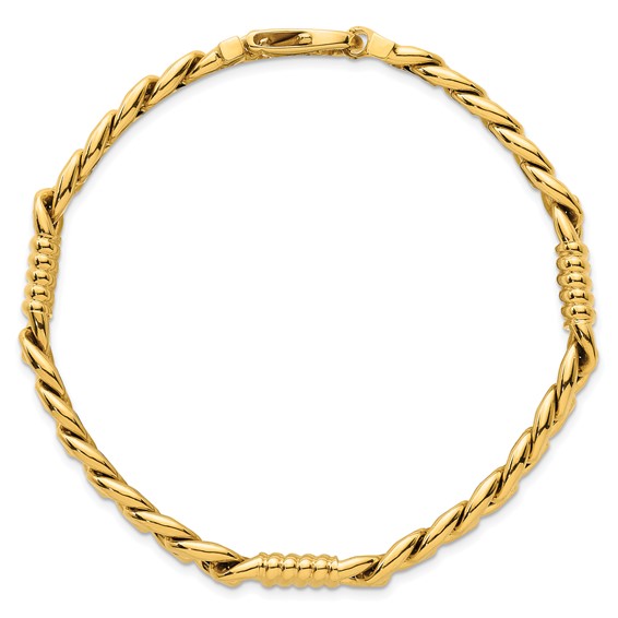 14k Polished 8.75mm Fancy Curb Chain 8.5 inch Mens Bracelet
