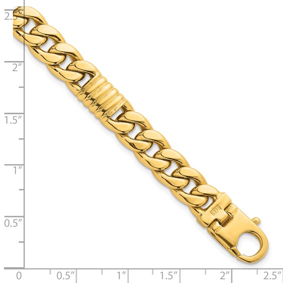14k Polished 8.75mm Fancy Curb Chain 8.5 inch Mens Bracelet