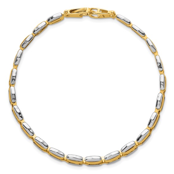 14k Two-tone Polished 6.65mm Fancy Link 8 inch Bracelet