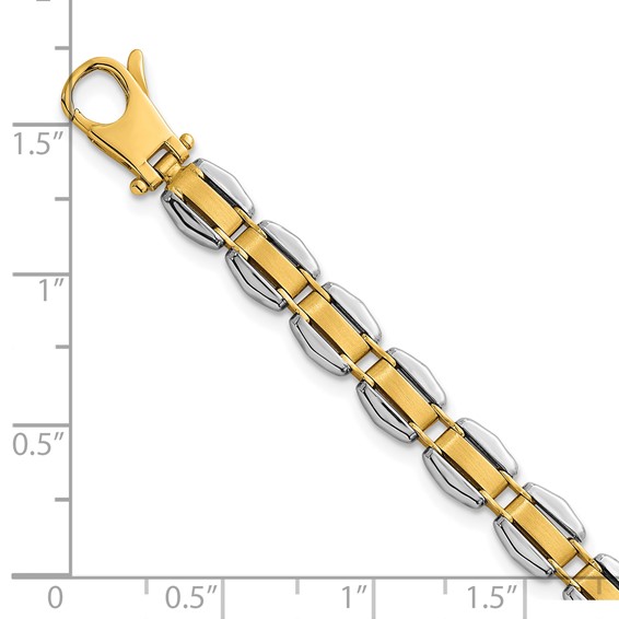 14k Two-tone Polished 6.65mm Fancy Link 8 inch Bracelet