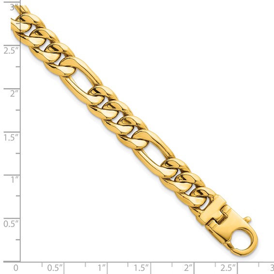 14k Polished 8.75mm Flat Figaro Chain 8.5 inch Mens Bracelet
