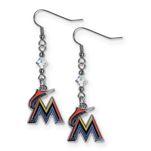MLB Siskiyou Buckle Miami Marlins Crystal Dangle Earrings