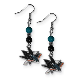 NHL San Jose Sharks Fan Bead Dangle Earrings