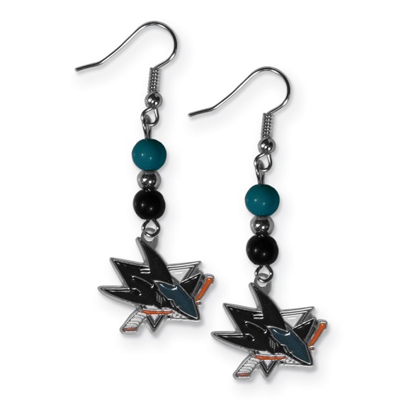 NHL San Jose Sharks Fan Bead Dangle Earrings