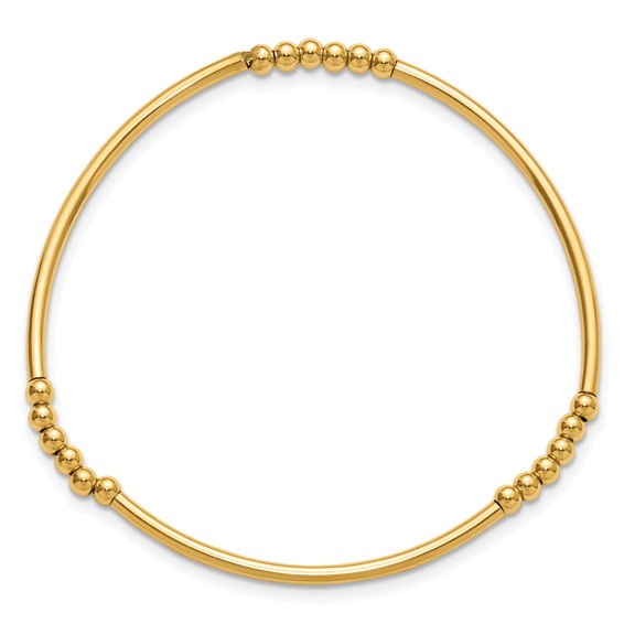 1/20 14K Gold Filled 3.0mm Beaded Tube 6.75in Stretch Bracelet