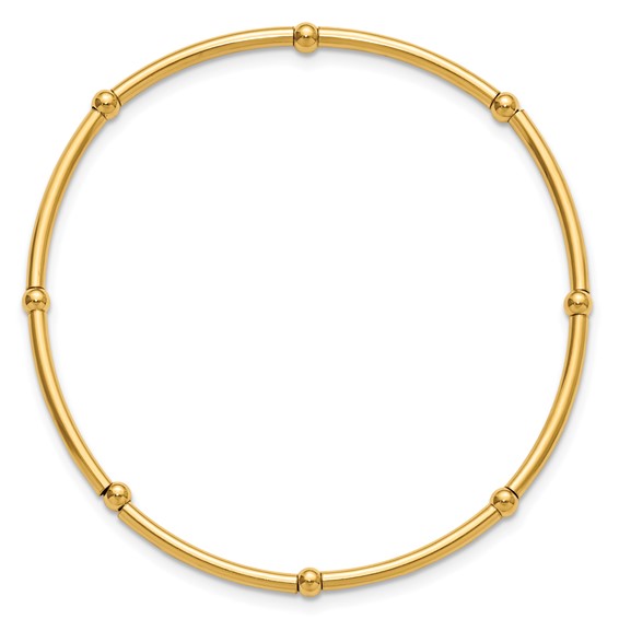 1/20 14K Gold Filled 3.0mm Beaded Tube 6.75in Stretch Bracelet