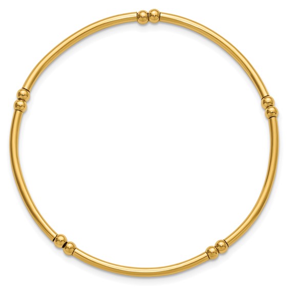 1/20 14K Gold Filled 3.0mm Beaded Tube 6.75in Stretch Bracelet