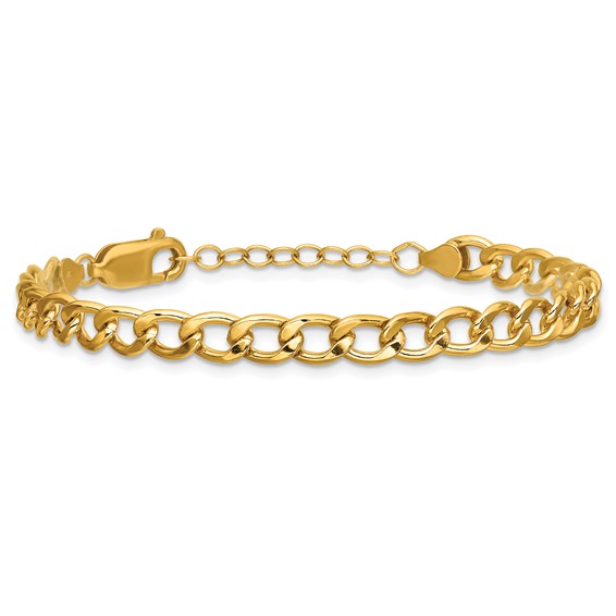 1/20 14K Gold Filled 5.40mm Flat Curb 6.5in with 1in ext. Bracelet