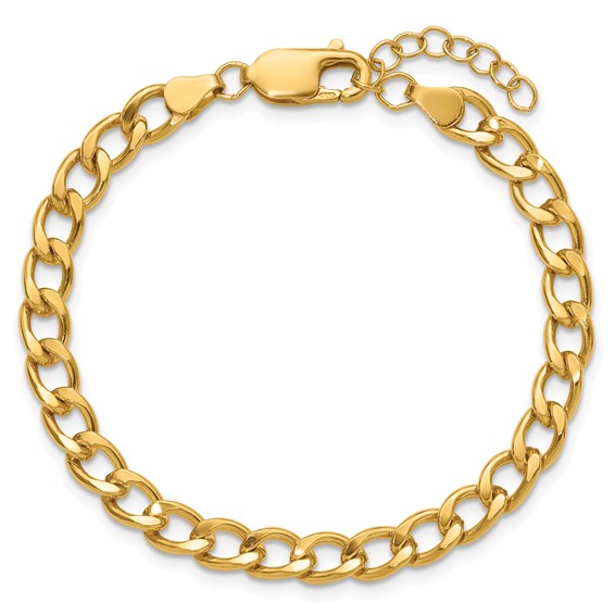 1/20 14K Gold Filled 5.40mm Flat Curb 6.5in with 1in ext. Bracelet