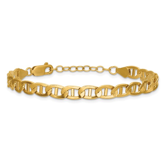 1/20 14K Gold Filled 5.40mm Mariner Link 6.5in with 1in ext. Bracelet