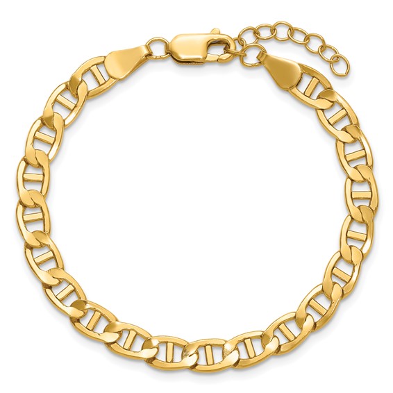 1/20 14K Gold Filled 5.40mm Mariner Link 6.5in with 1in ext. Bracelet