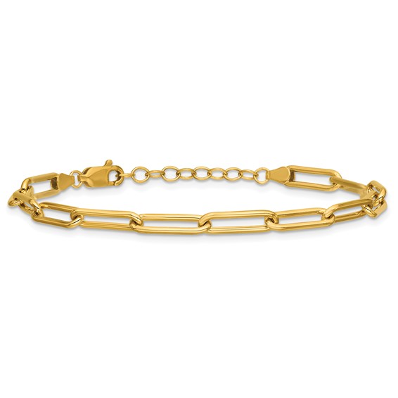1/20 14K Gold Filled 4.10mm Paperclip Link 6.5in with 1in ext. Bracelet