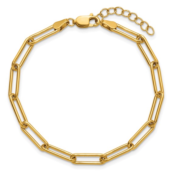 1/20 14K Gold Filled 4.10mm Paperclip Link 6.5in with 1in ext. Bracelet