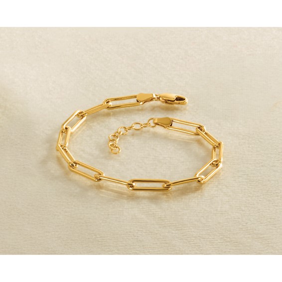 1/20 14K Gold Filled 4.10mm Paperclip Link 6.5in with 1in ext. Bracelet