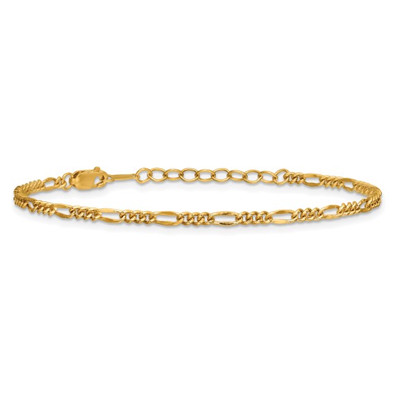 1/20 14K Gold Filled 2.20mm Figaro 6.5in with 1in ext. Bracelet