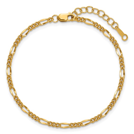1/20 14K Gold Filled 2.20mm Figaro 6.5in with 1in ext. Bracelet